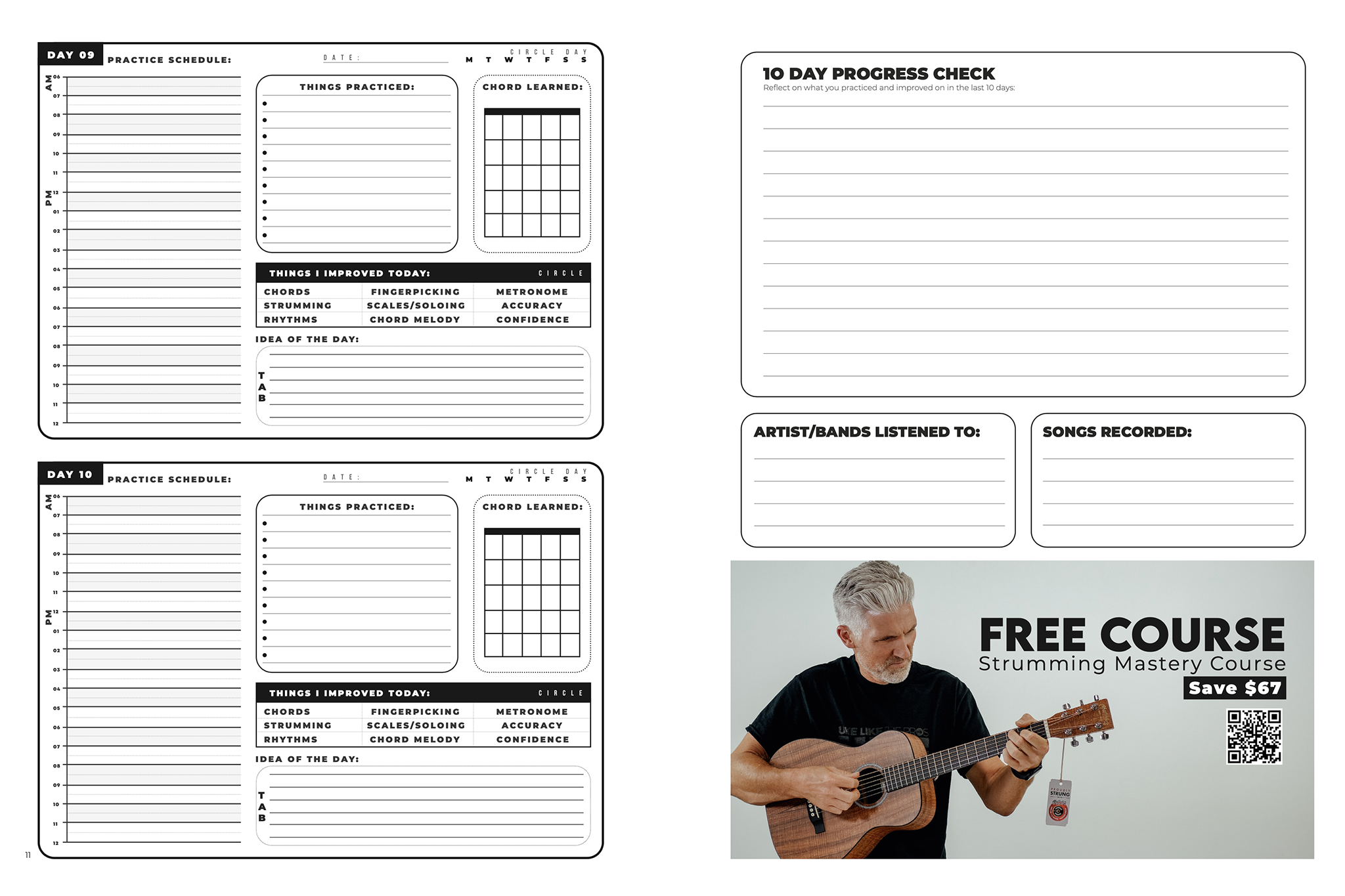 100 Day Guitar Music Practice Book