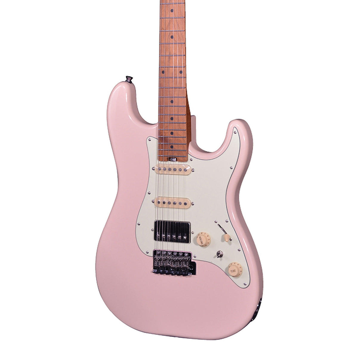 Body back of the Crafter SERA S RW SP S-Style Modern Sera Series Electric Guitar - Seoul Pink, with the base of the neck