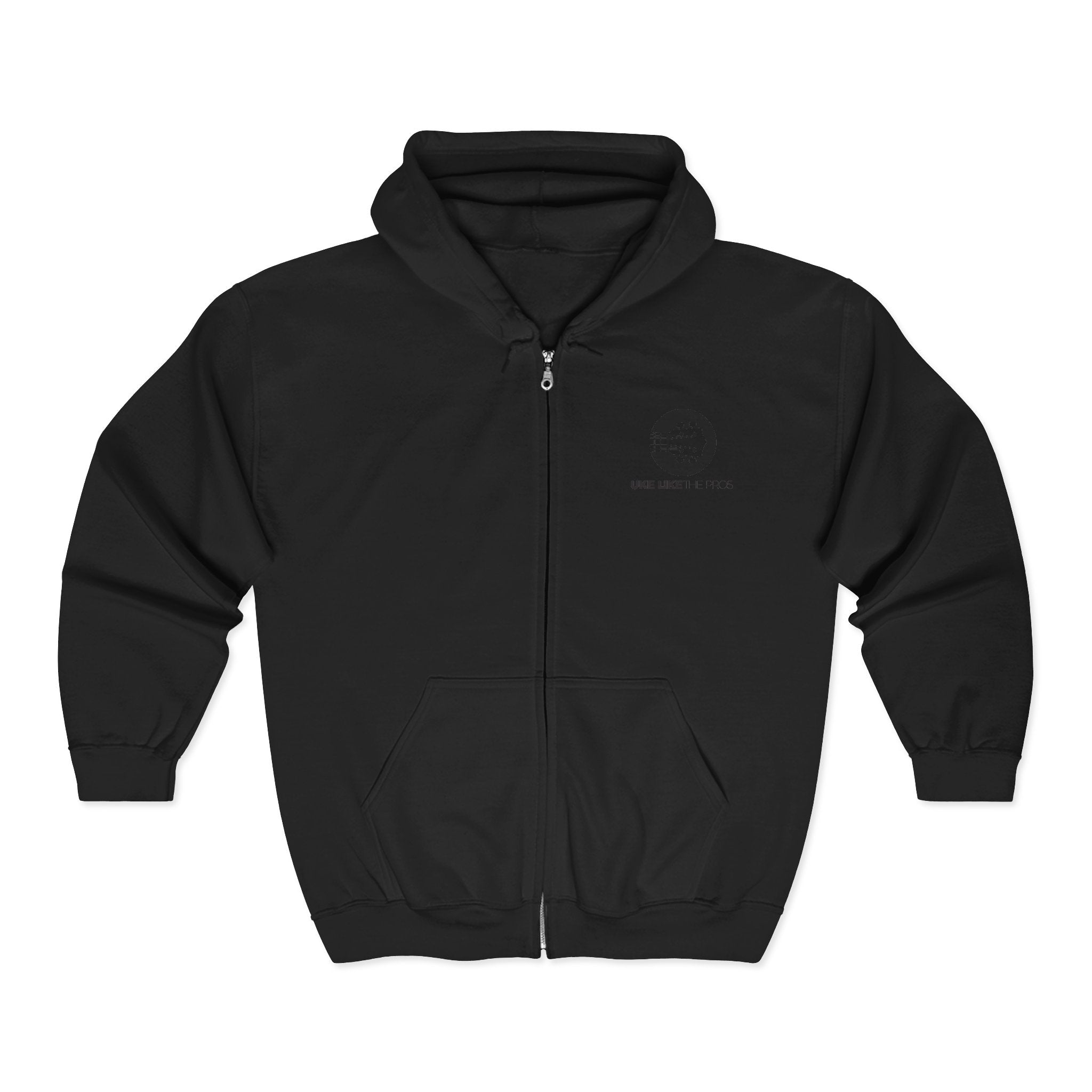 Uke Like The Pros Zip Up Hoodie - Black Logo