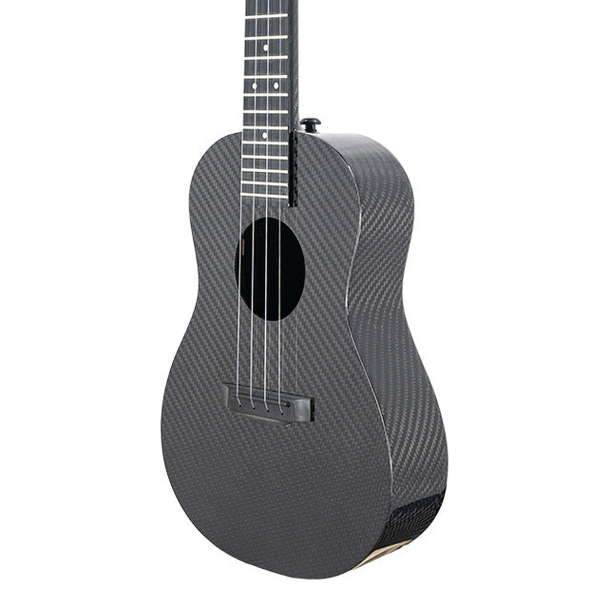 Body front of the Klōs Full Carbon Fiber Acoustic Concert Ukulele, with some of the fretboard