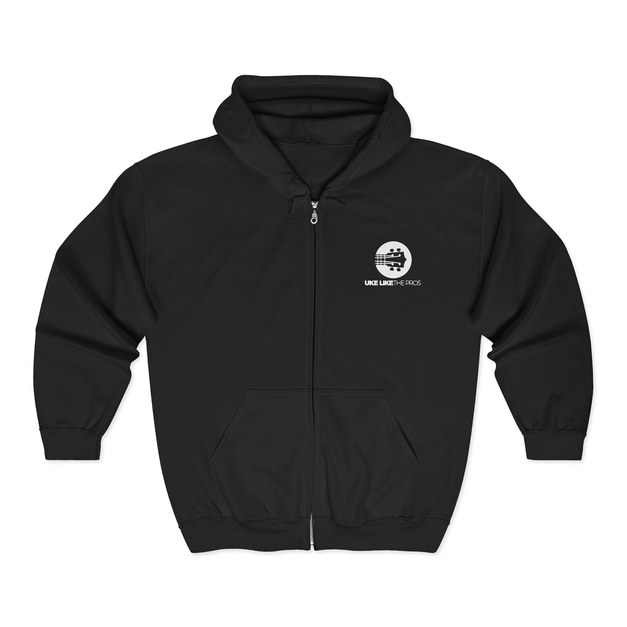 Uke Like The Pros Zip Up Hoodie - White Logo