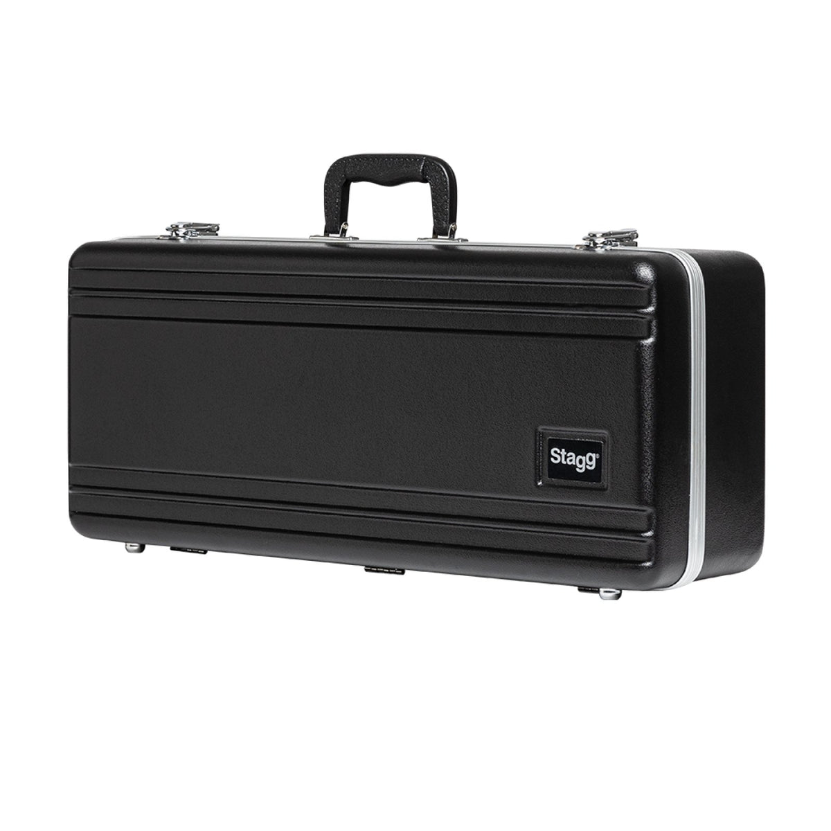Stagg ABS-AS ABS case for alto saxophone: angled view of the closed case with carry handle