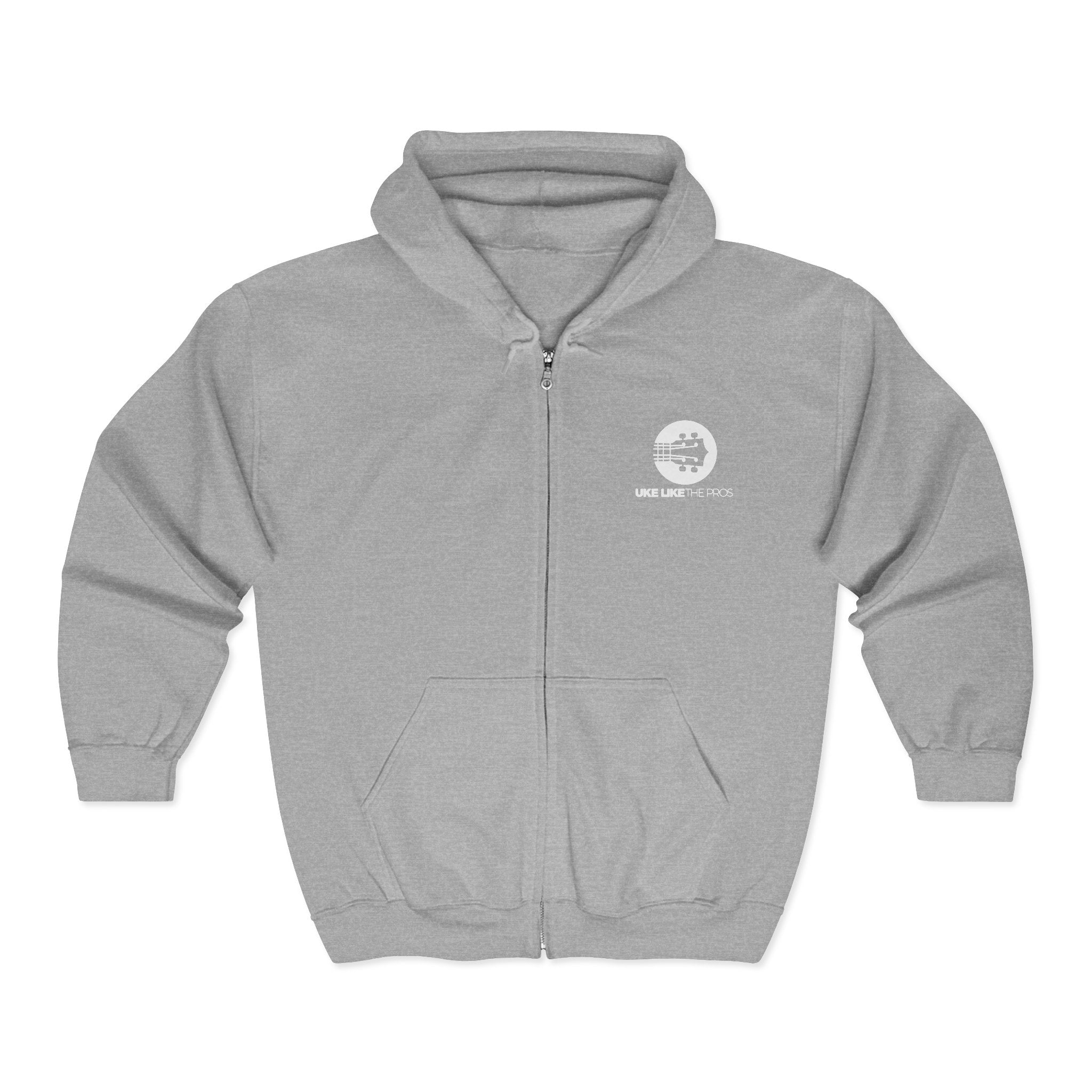 Uke Like The Pros Zip Up Hoodie - White Logo