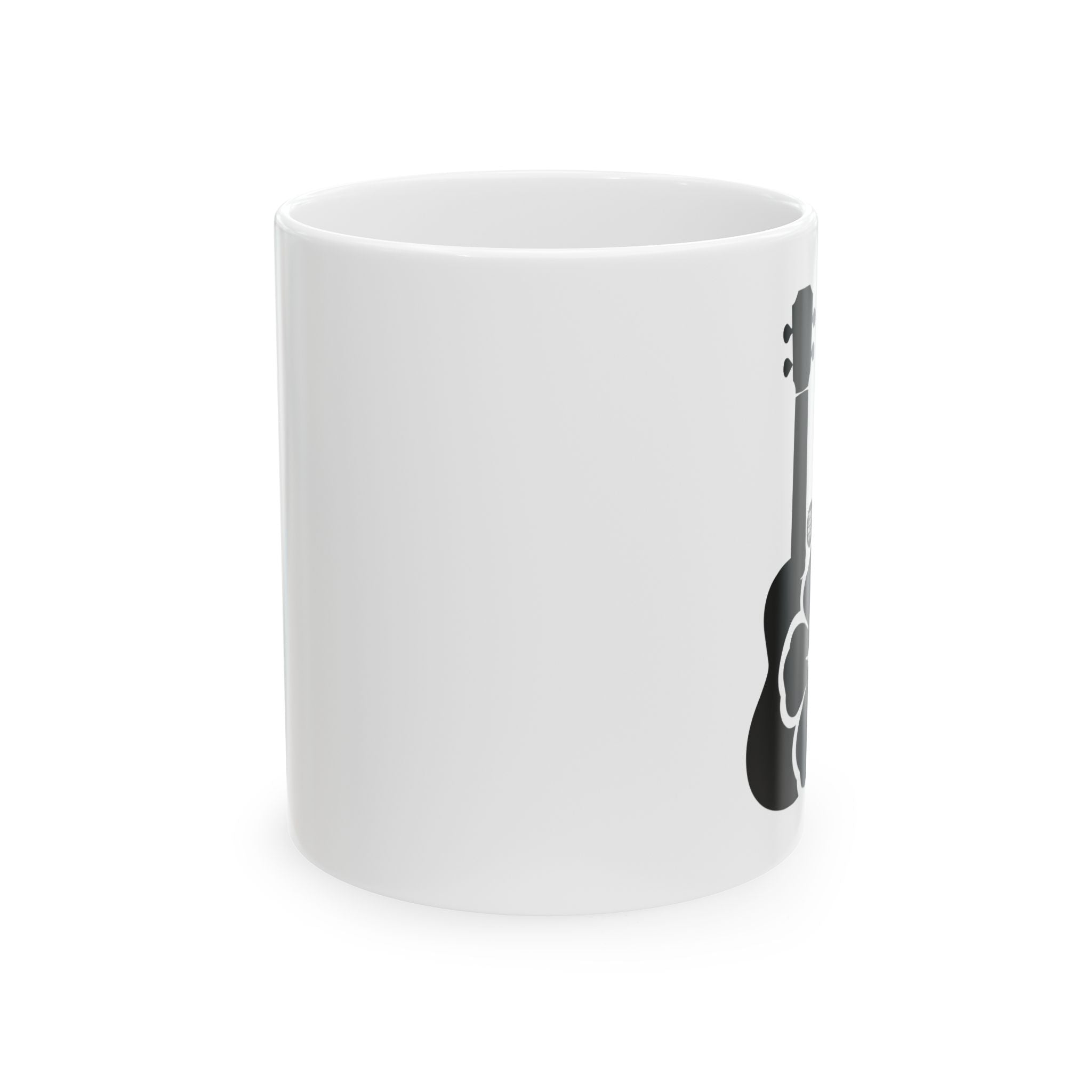 Ukulele Musician White Ceramic Mug with Hibiscus - 11oz & 15oz
