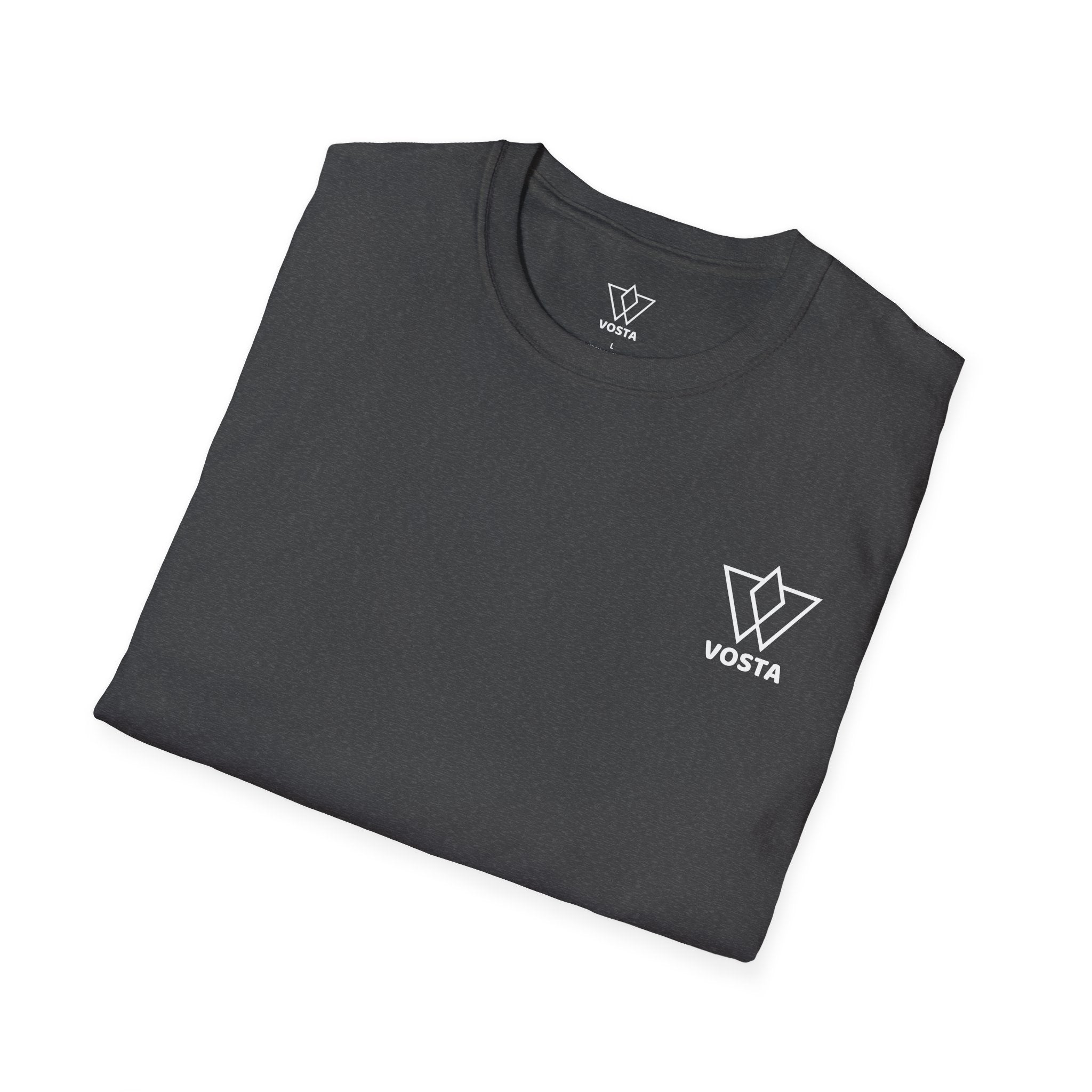 Vosta Black T-Shirt - Minimalist White Logo Tee