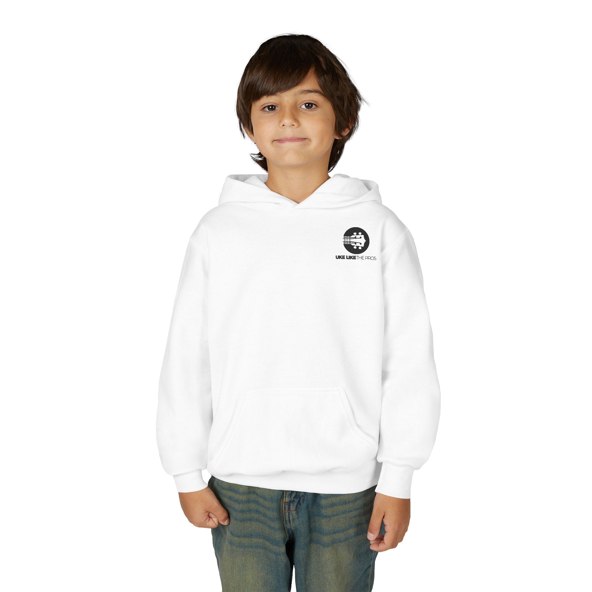 Uke Like The Pros Youth Hoodie — Black Logo
