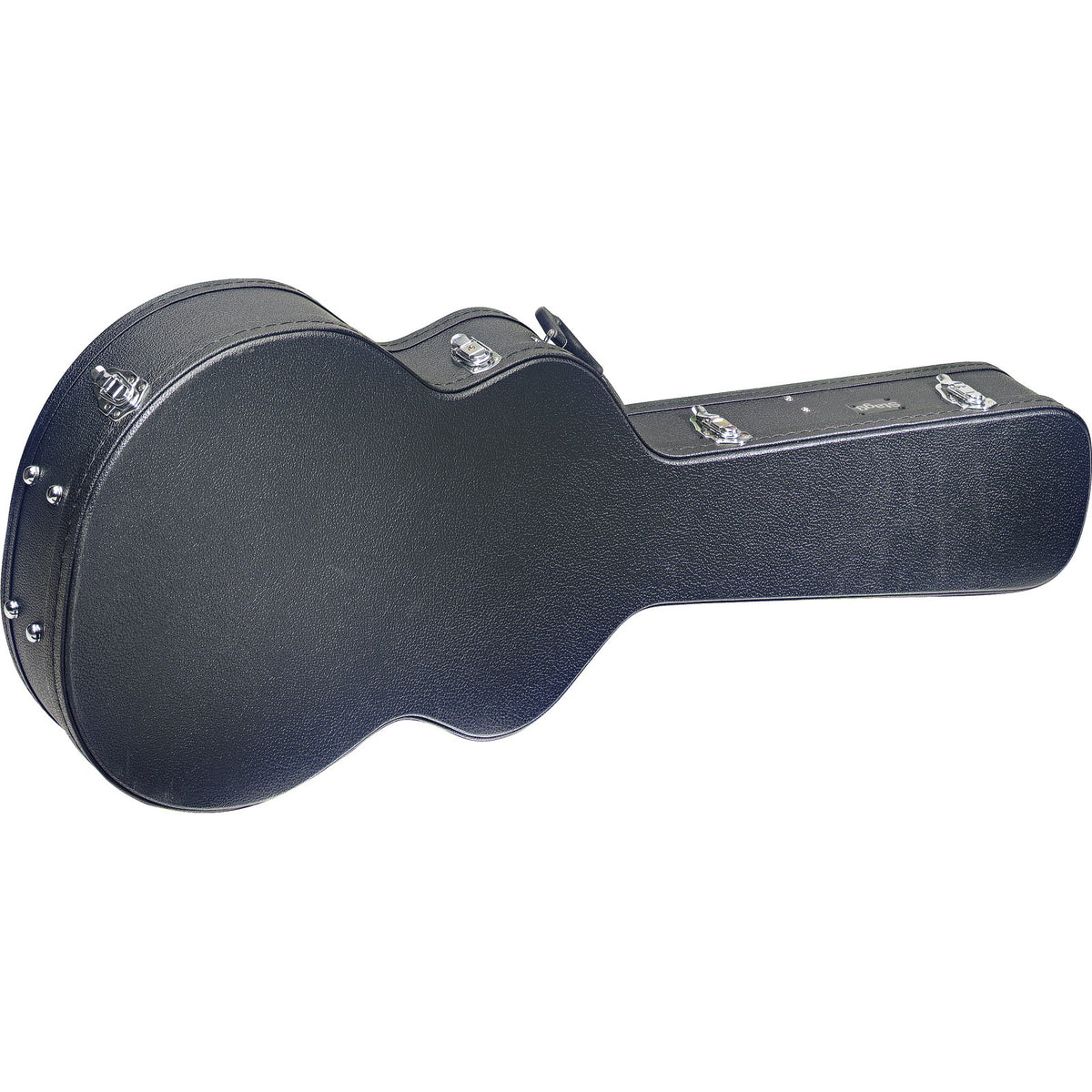 Stagg GCA-SA Basic series hardshell case for semi-acoustic guitar, closed, shown from the front with chrome latches