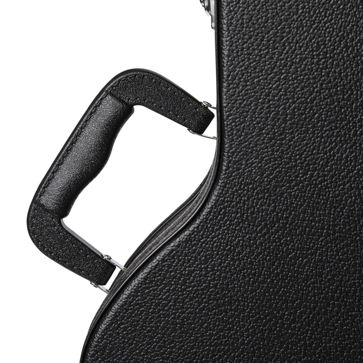 Stagg GCA-LP hardshell case, close-up of the PVC carry handle and black vinyl covering