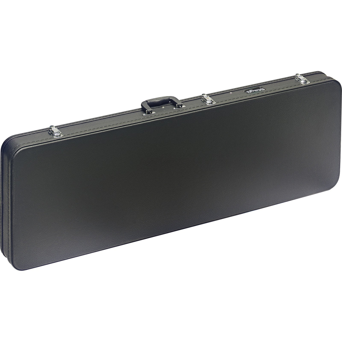Stagg GCA-RB Basic series black hardshell case for electric bass guitar, square-shaped model, closed with carry handle and chrome latches
