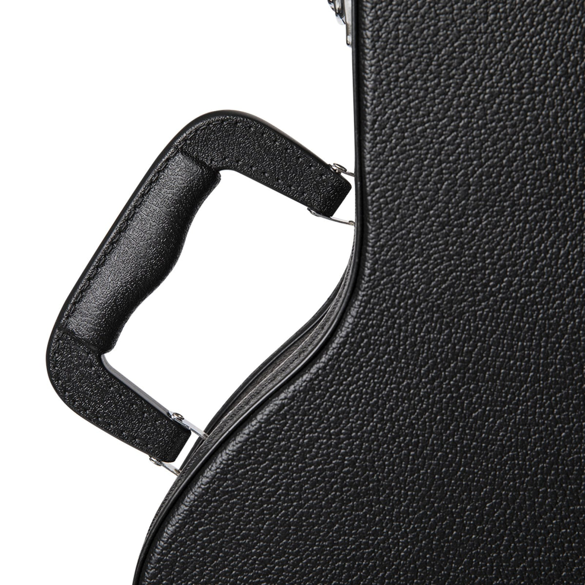 Stagg GCA-BJ5 banjo case, close-up of the PVC carry handle and black vinyl covering