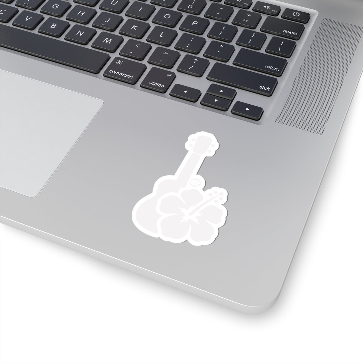 Hawaiian Ukulele Hibiscus Sticker - White Kiss-Cut Decal