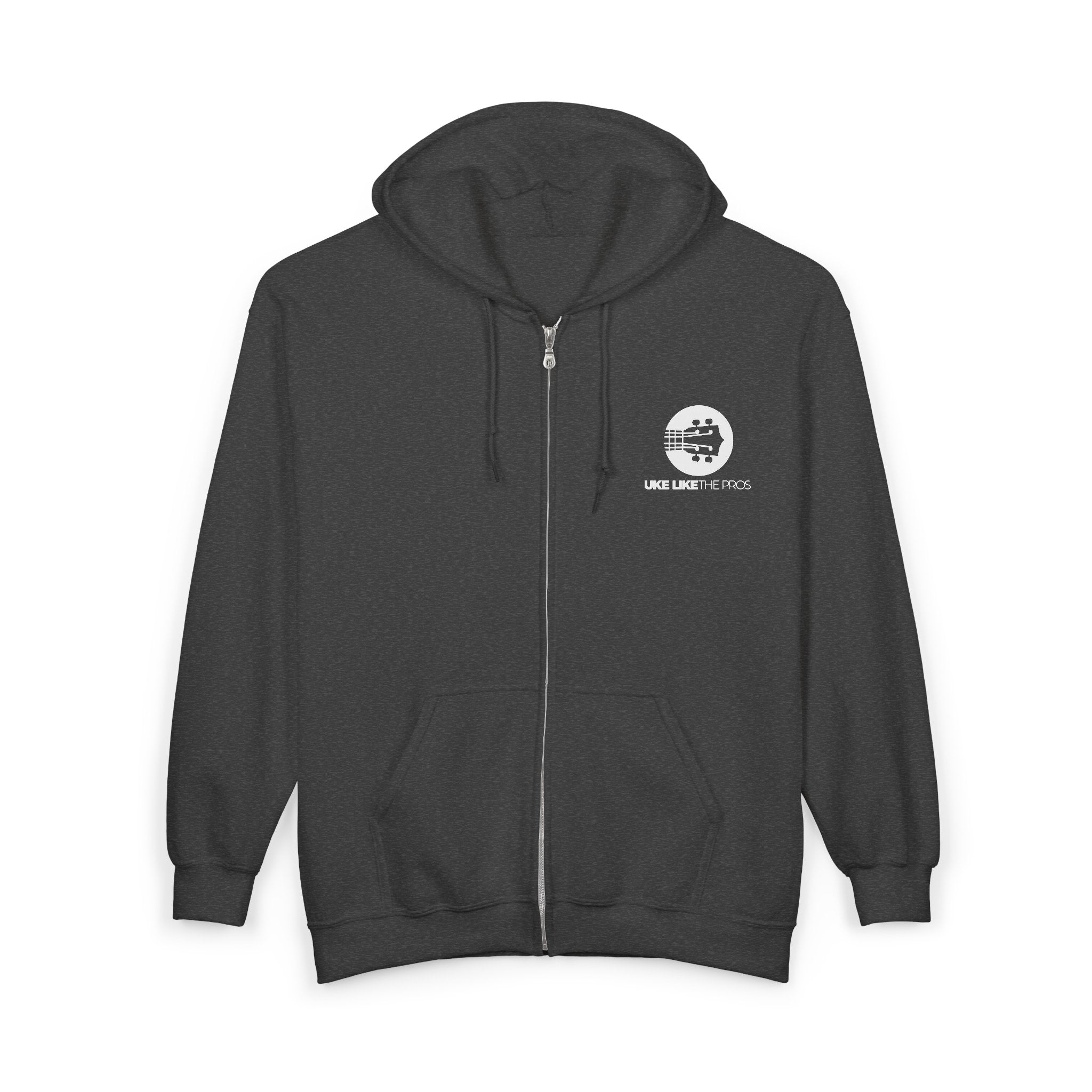 Uke Like The Pros Zip Up Hoodie - White Logo
