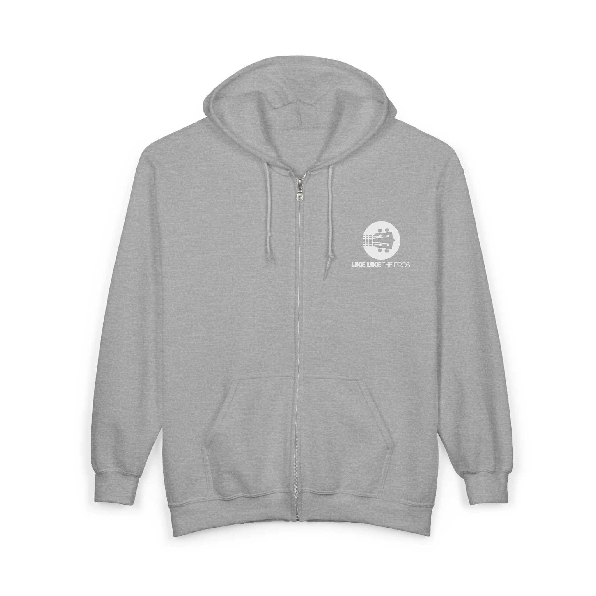 Uke Like The Pros Zip Up Hoodie - White Logo