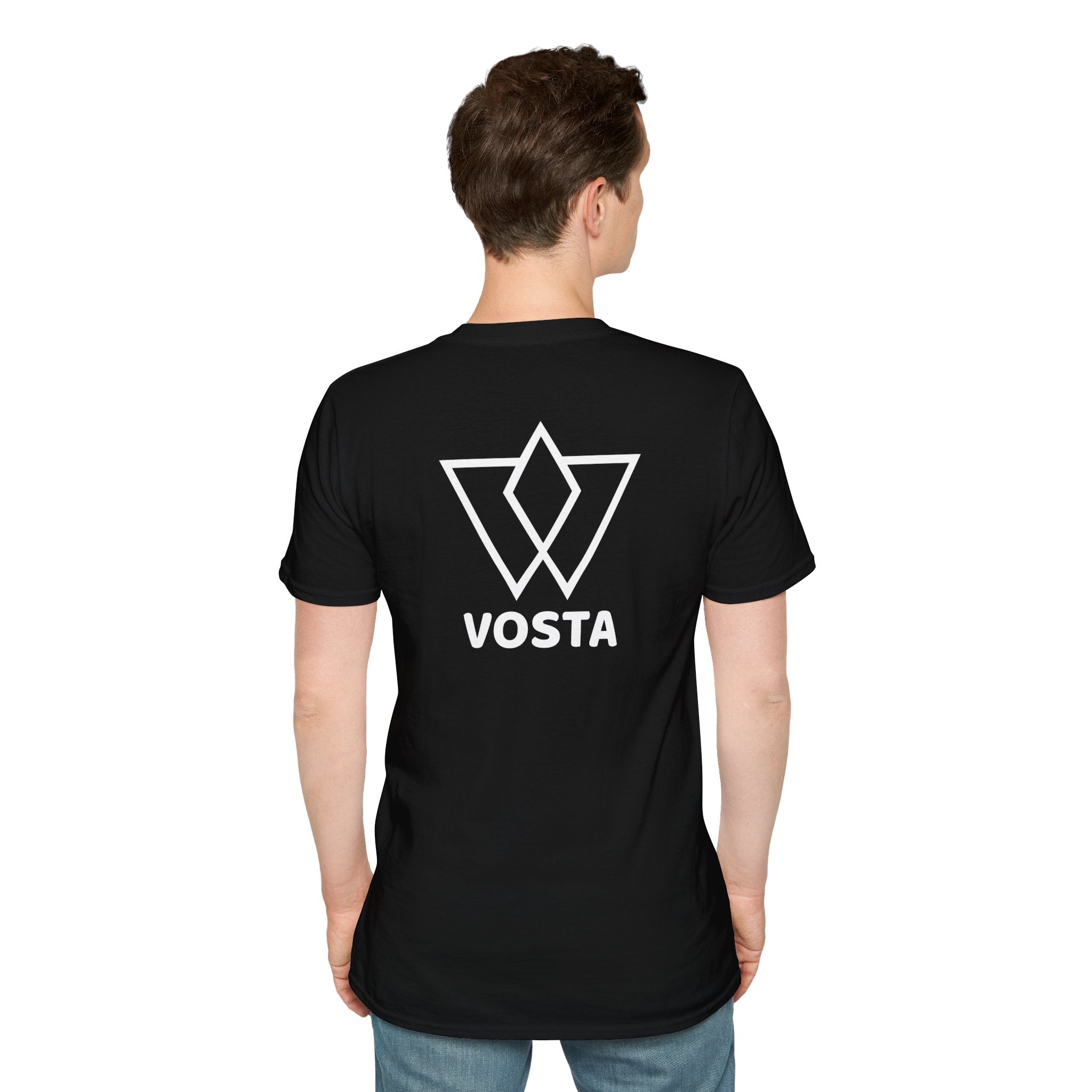 Vosta Black T-Shirt - Minimalist White Logo Tee