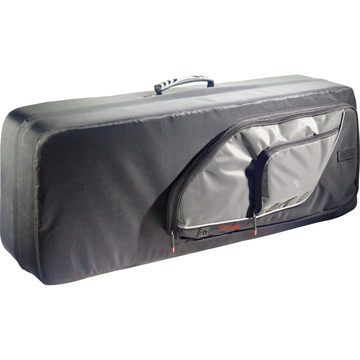 Stagg SC-TS deluxe black nylon soft case for tenor saxophone with grey outer accessory pocket and top carry handle