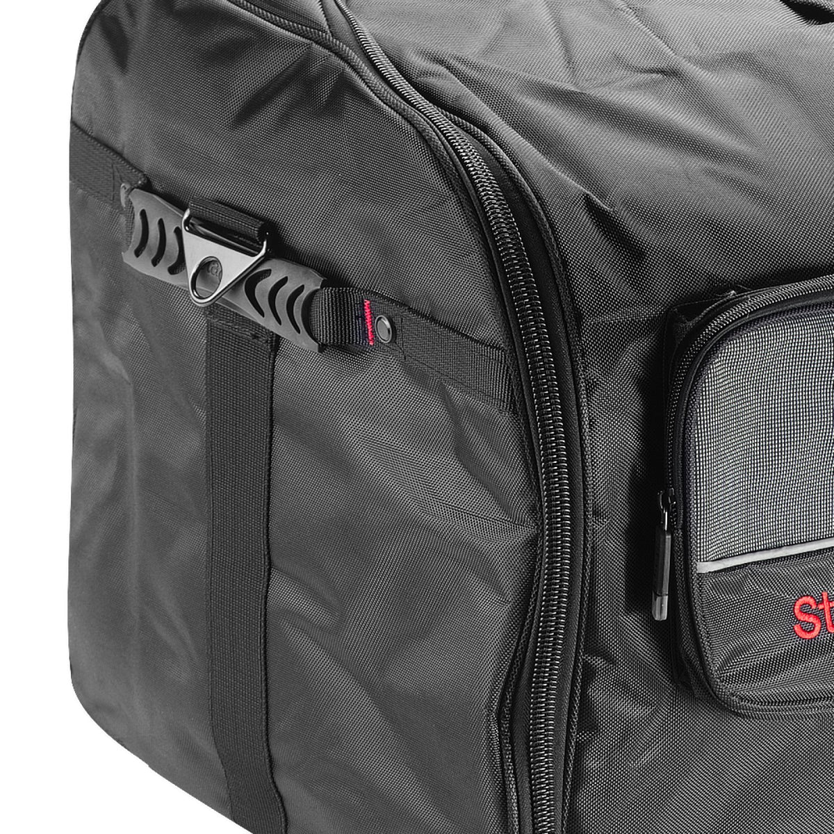 Stagg SPB-12 padded nylon bag for 12 inch PA speaker: close-up of the side carry handle and zipper