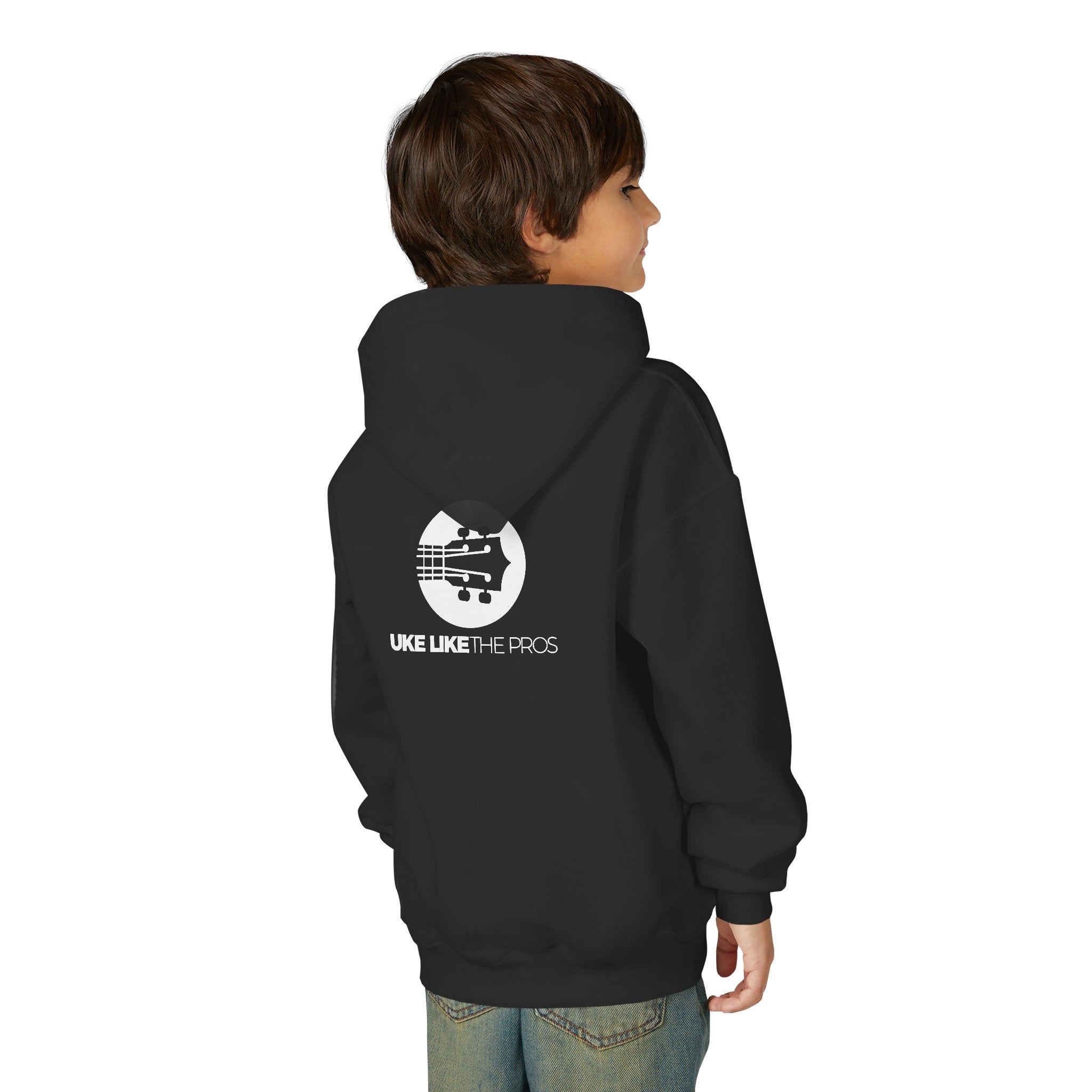 Uke Like The Pros Youth Hoodie - White Logo