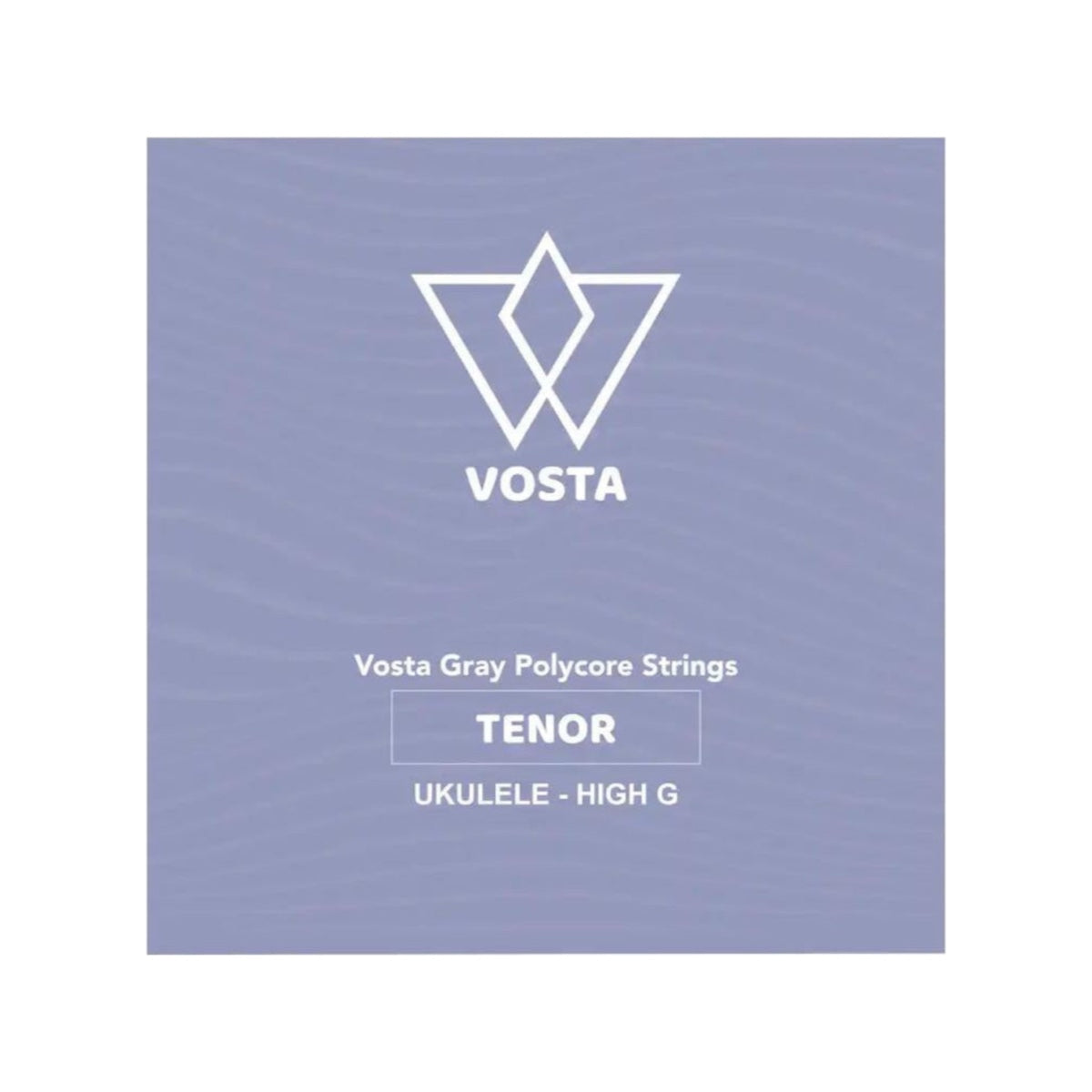 Vosta Grey Polycore tenor ukulele string packet, high G, front of the green sleeve