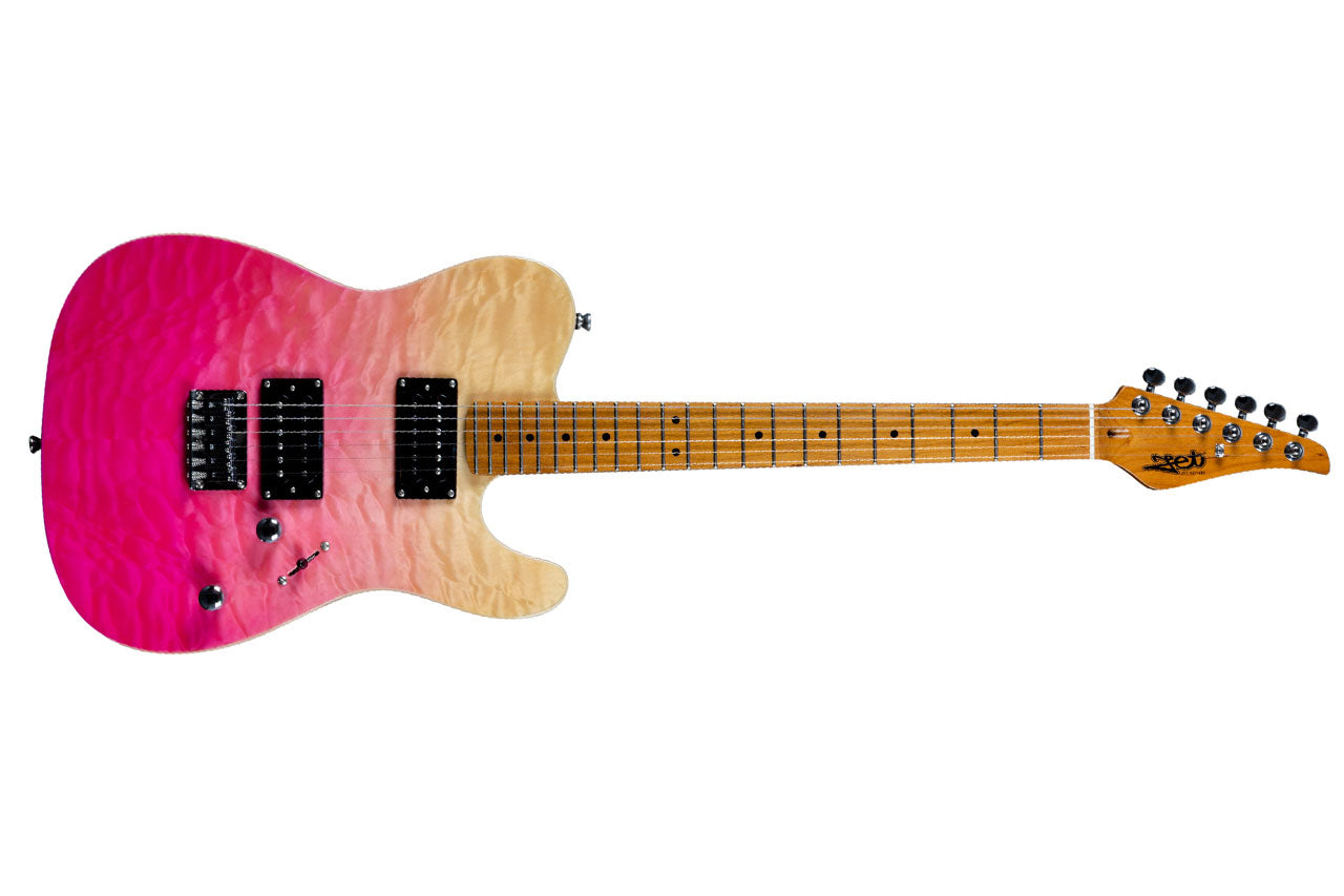 Jet JT-450 QTPK Quilted Pink Telecaster Electric Guitar