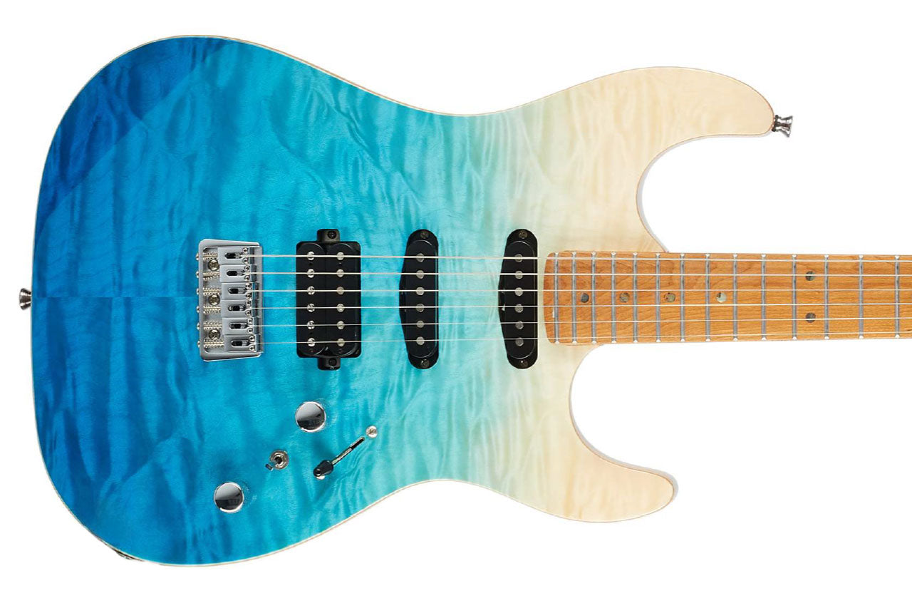 Jet JS-1000 QTBL Quilted Blue Stratocaster Electric Guitar