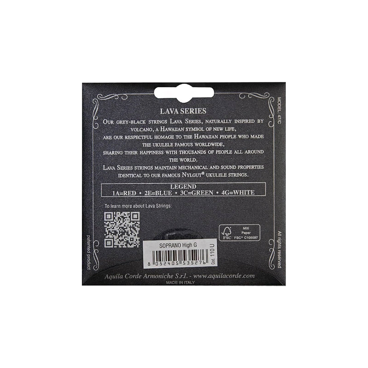 Aquila 110U Lava Black Nylgut Soprano Ukulele Strings