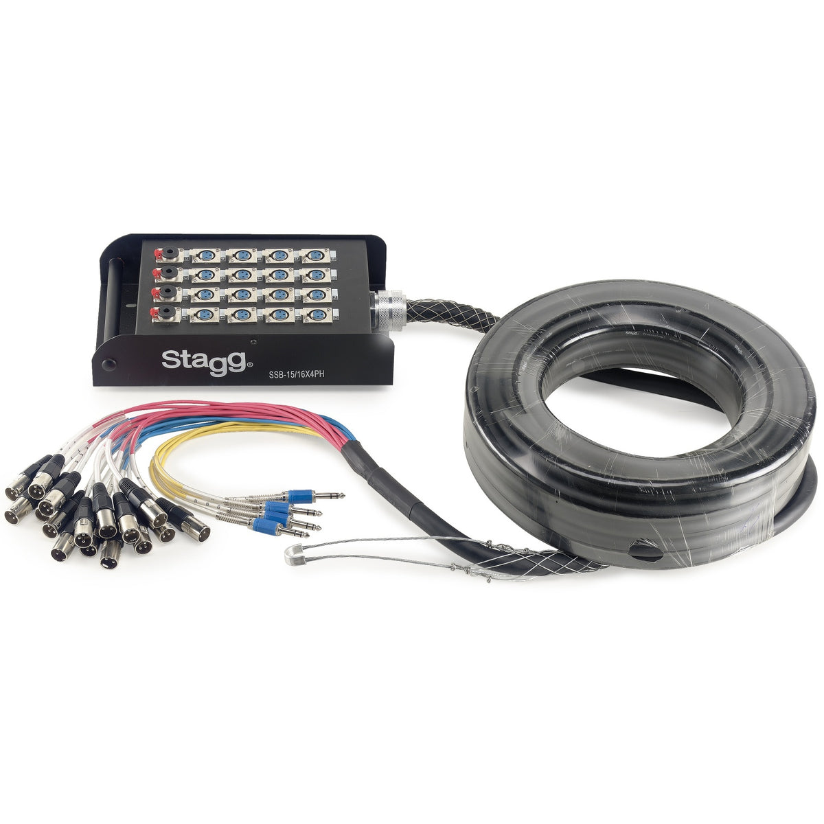 Stagg SSB-15/16X4PH S-Series stagebox with 16 XLR female inputs, 4 stereo jack outputs and 15 m cable