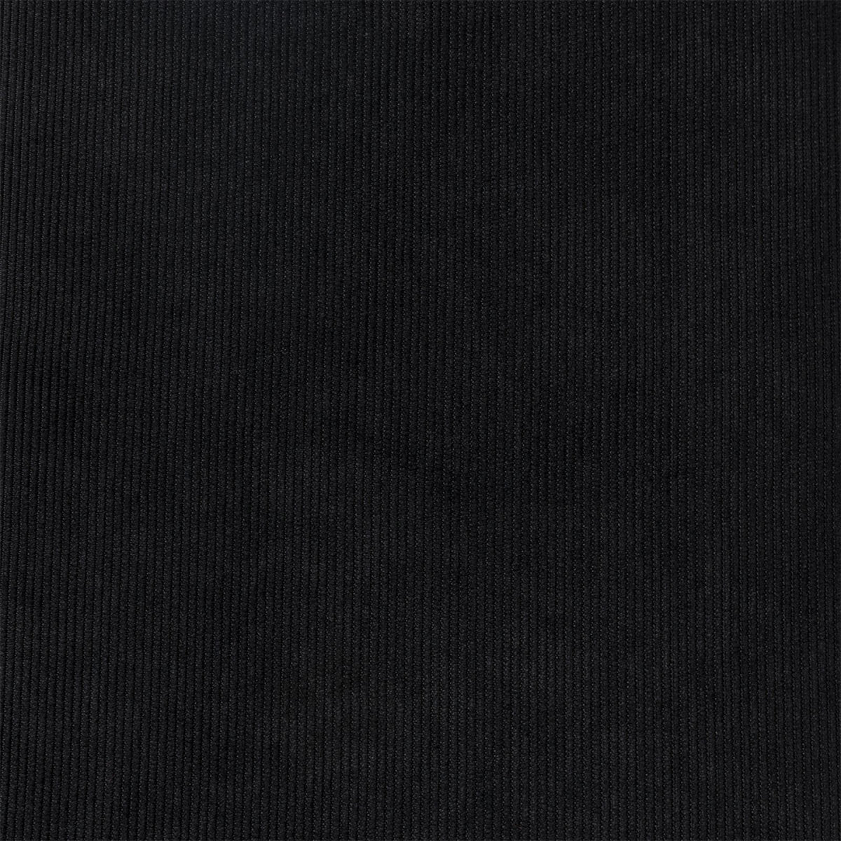 Close-up of the black velvet fabric on the Stagg PB06 highgloss black piano bench top