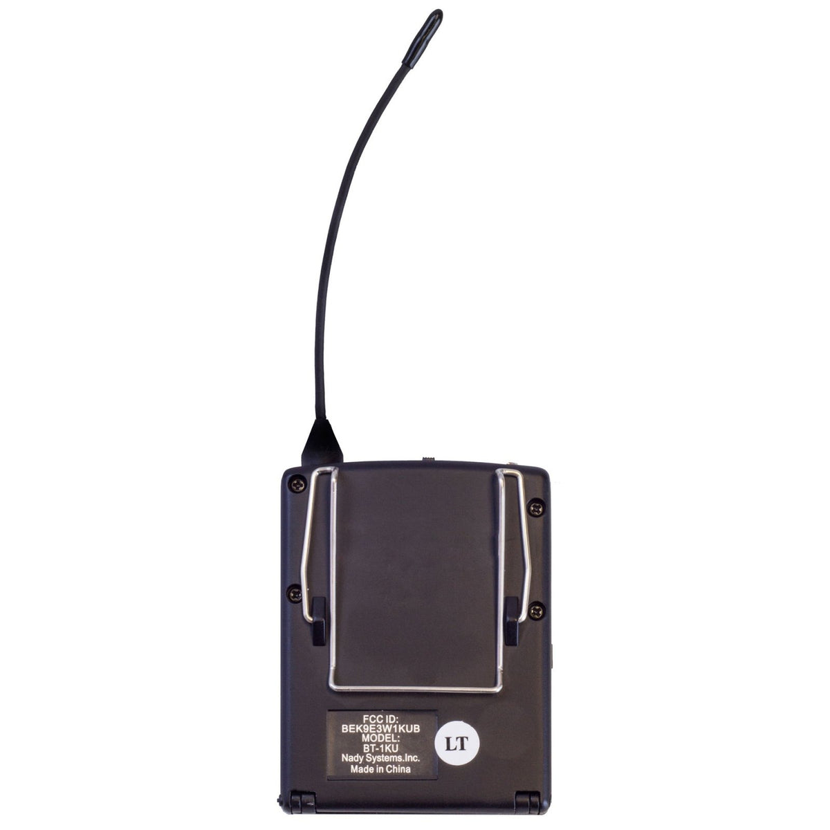 Nady BT-1KU bodypack transmitter, rear with belt clip
