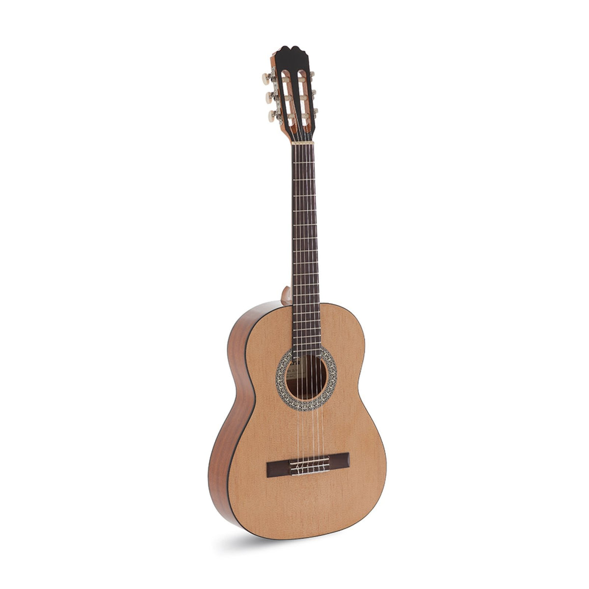 Admira ALBA 3/4 classical guitar, angled front view showing the pine top and rosette