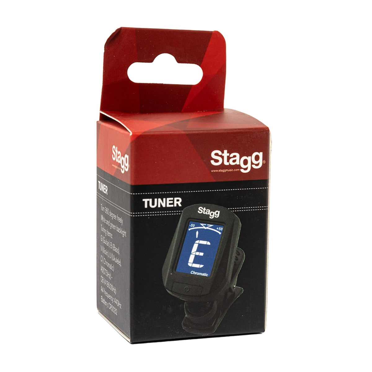 Stagg tuner retail packaging from the SCL50 guitar pack