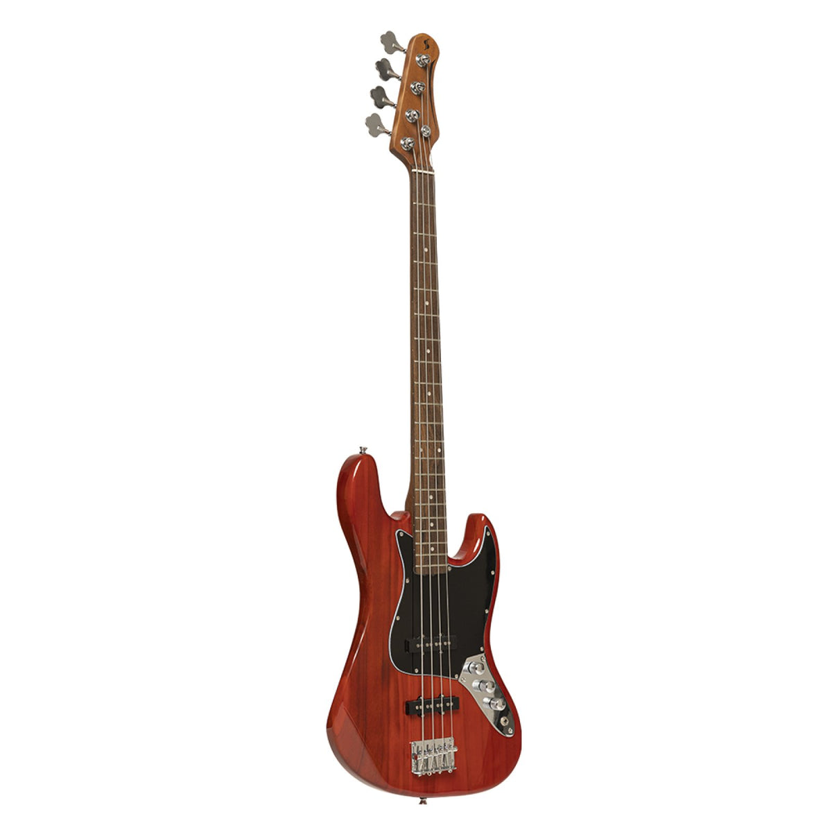 Stagg SBJ-30 Standard J electric bass guitar in Fiesta Red, full front view