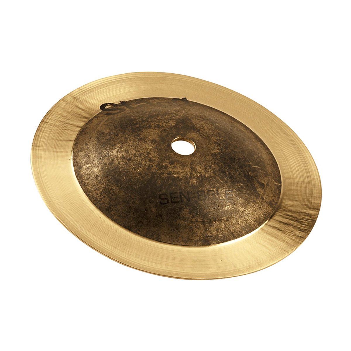 Stagg 7" Sensa Exo Medium Bell Cymbal, angled view showing the dark raw center and bright polished rim