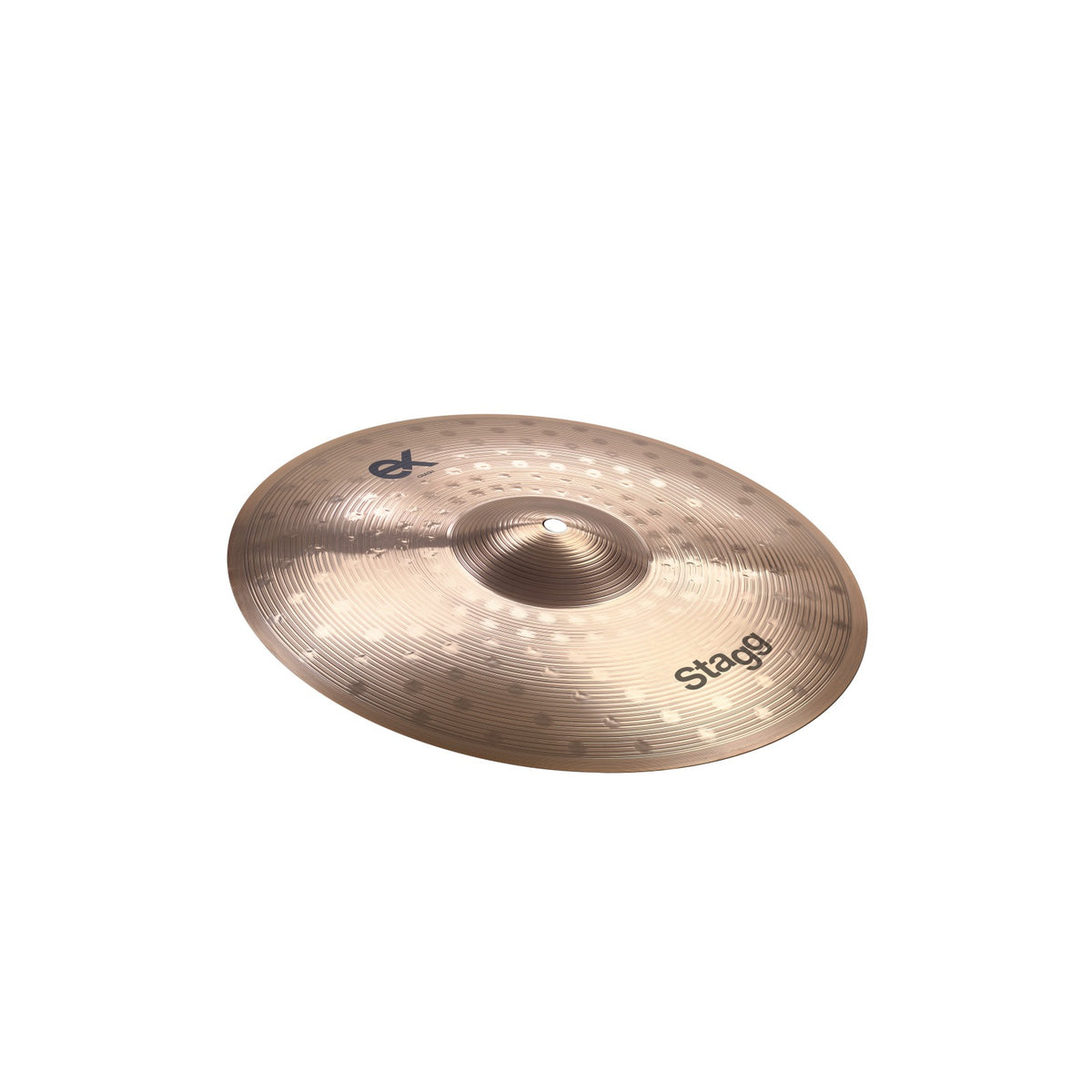 Stagg EX 19-inch medium crash cymbal, angled view showing the EX logo and hammered finish