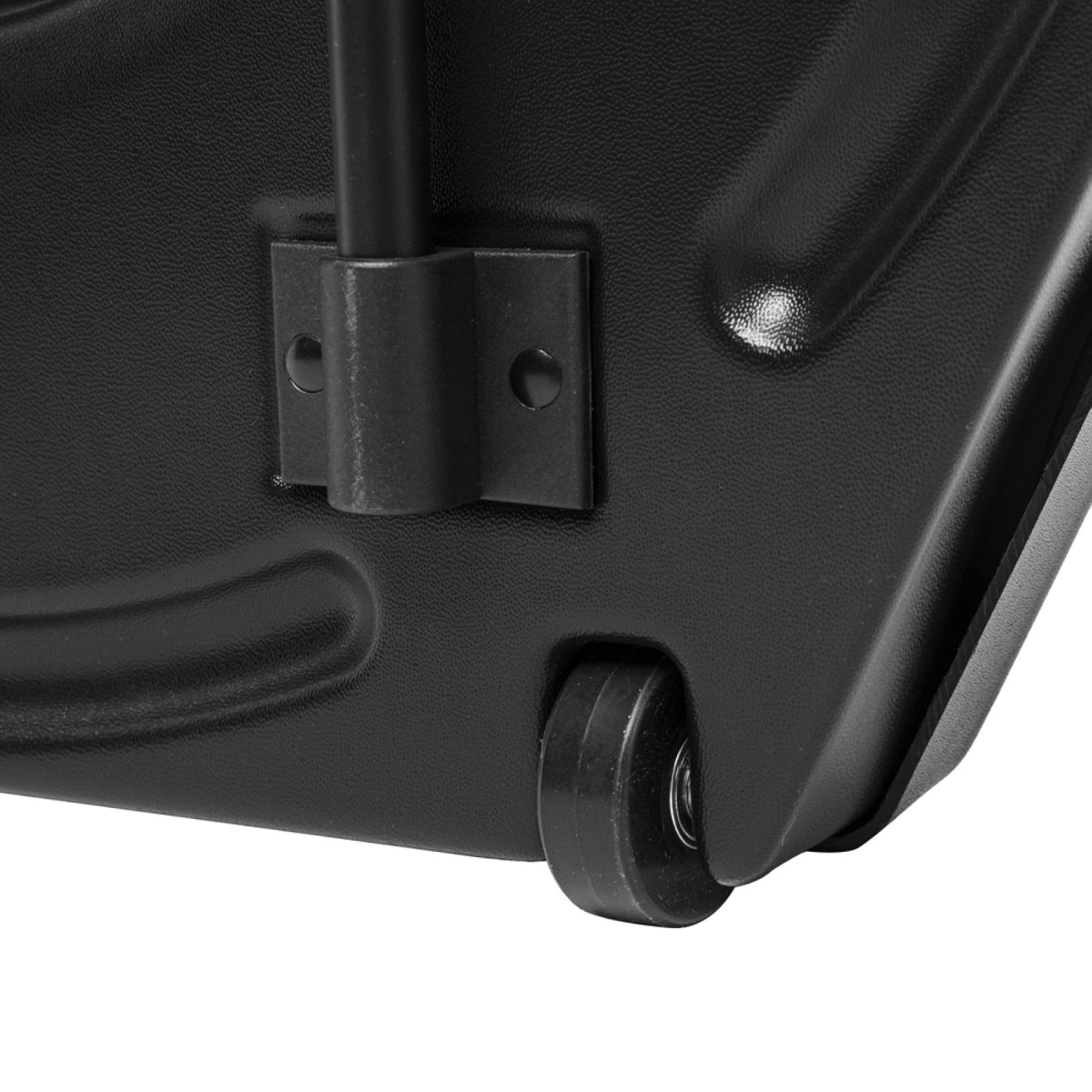 Stagg STBB-22CY/T 22 inch cymbal hard case: close-up of the wheel and handle bracket