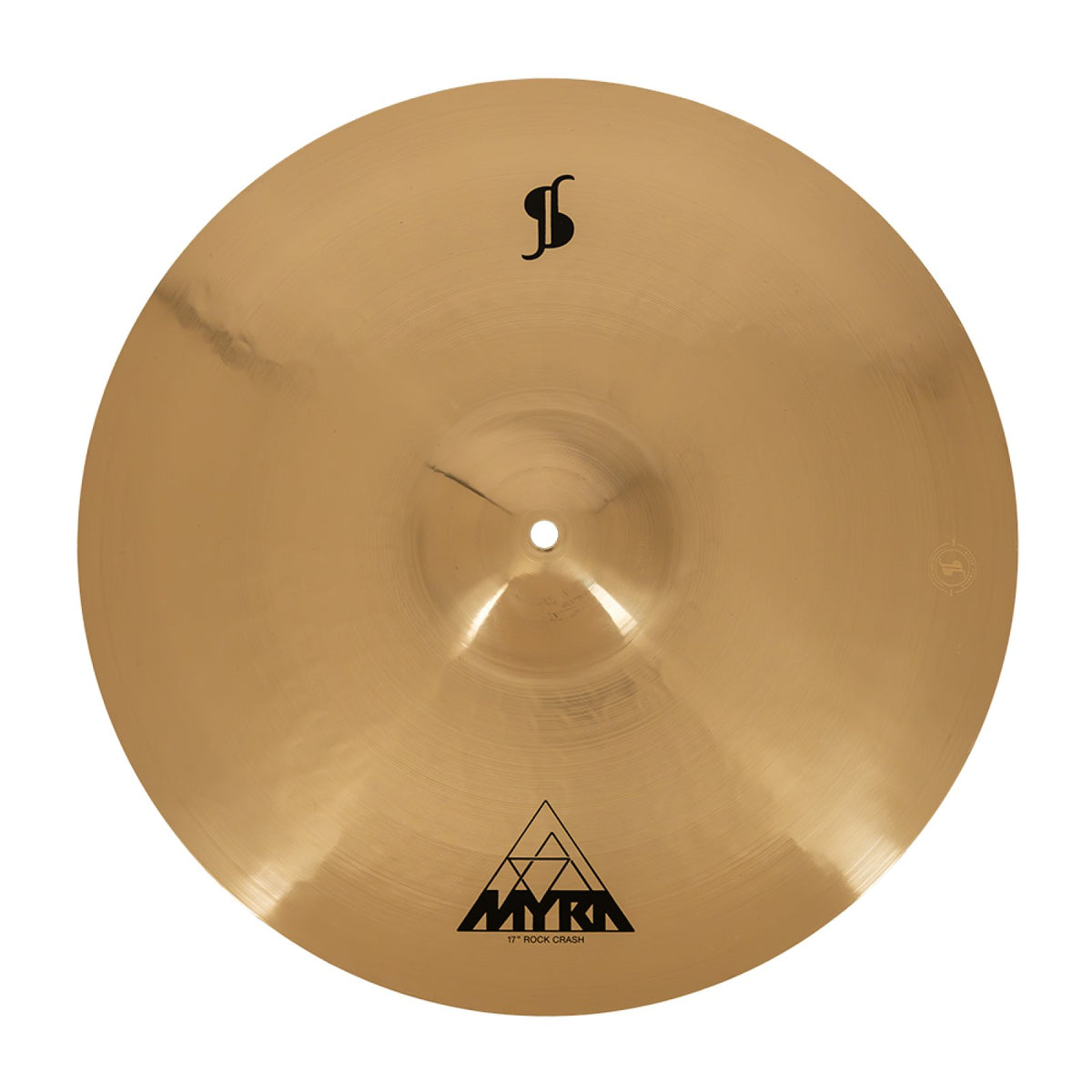 Stagg 17 inch Myra Rock Crash cymbal top-down view with Myra logo and polished bronze surface
