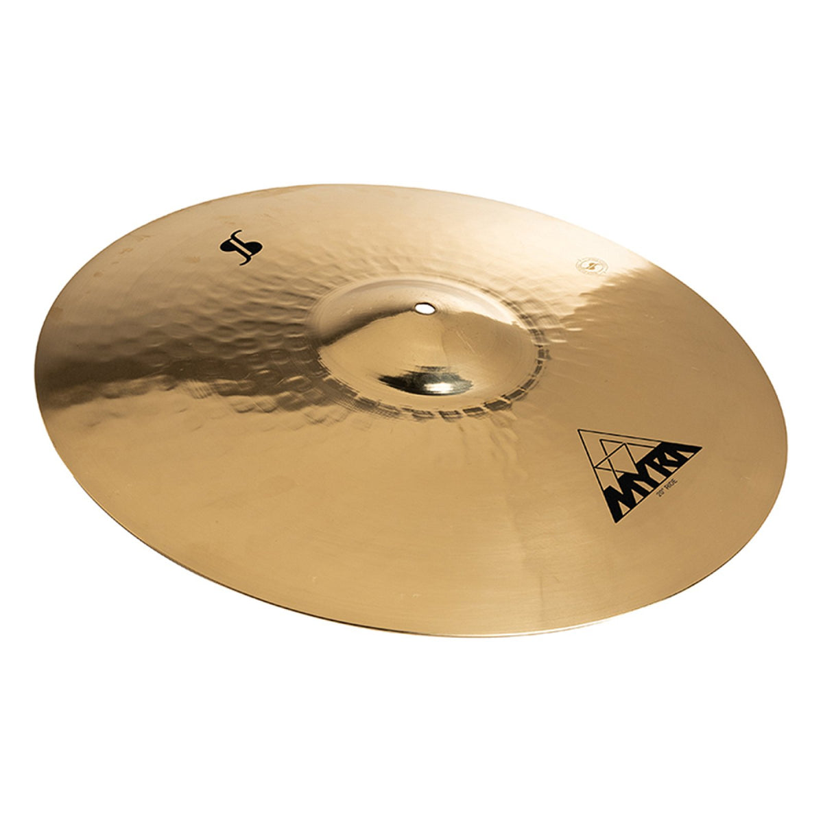 Stagg MYR-RR20B 20-inch Myra Ride cymbal, angled view showing the Myra triangle logo and hammered bow