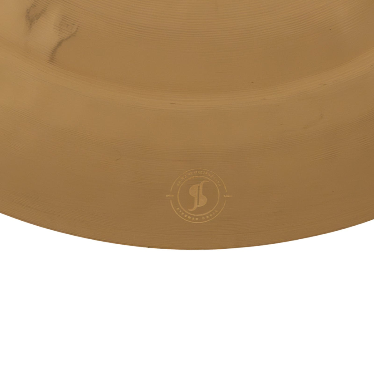 Stagg 18" Myra China Cymbal, close-up of the Stagg S emblem stamped on the bronze surface