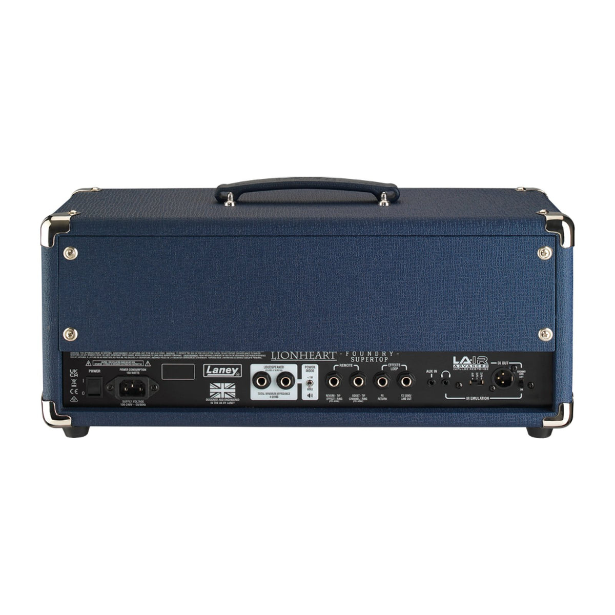 Laney LFSUPER-TOP guitar amplifier head rear panel with speaker outputs, FX send and return and XLR output