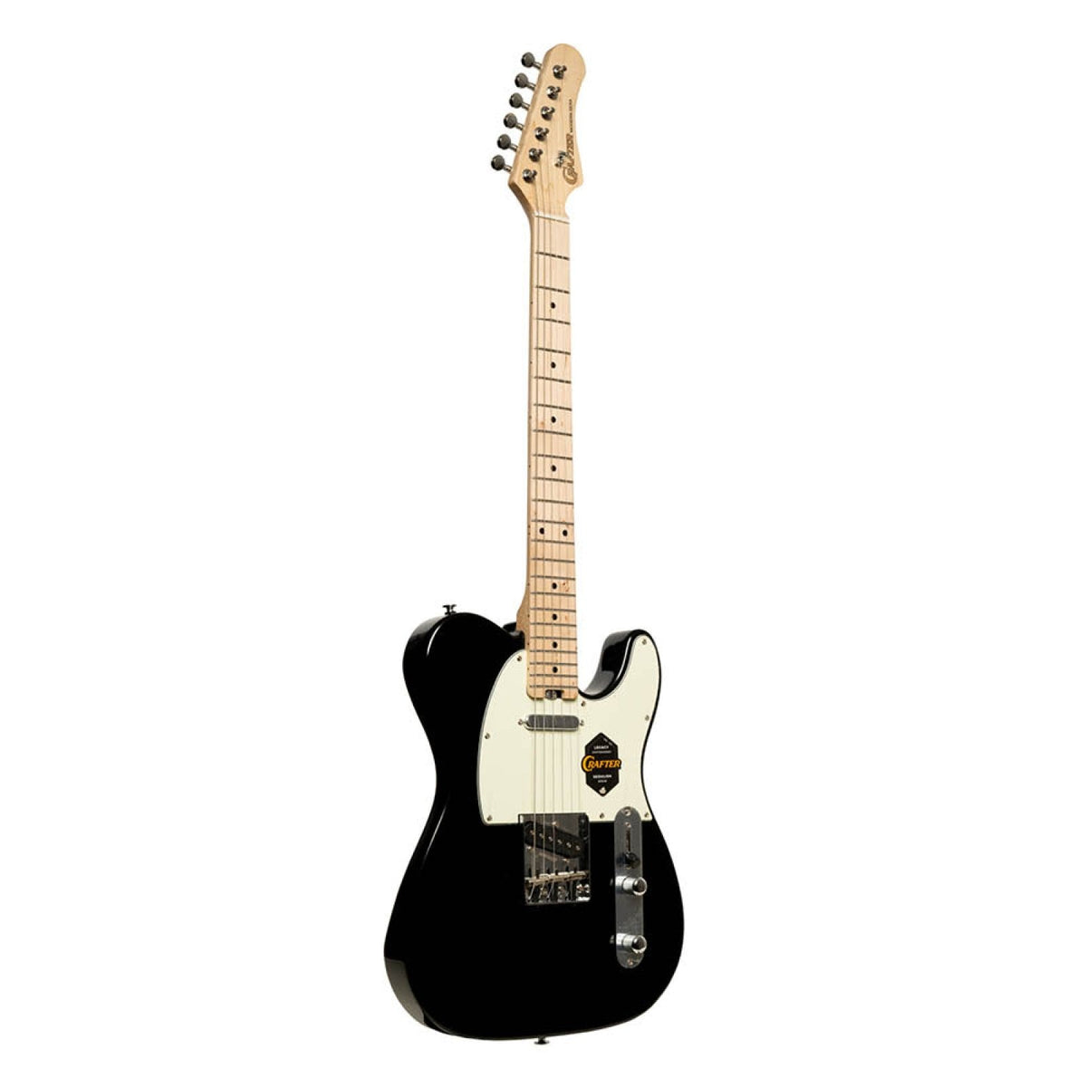 Crafter Modern Sera T-style electric guitar in Cosmic Black, three-quarter front view