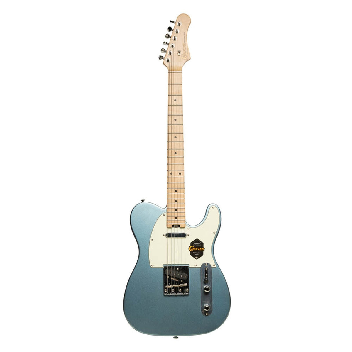 Crafter Modern Sera T-style electric guitar in Lake Placid Blue, full front view