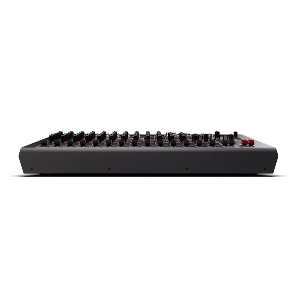Front edge of the HH Audio Q16FX analog mixing console
