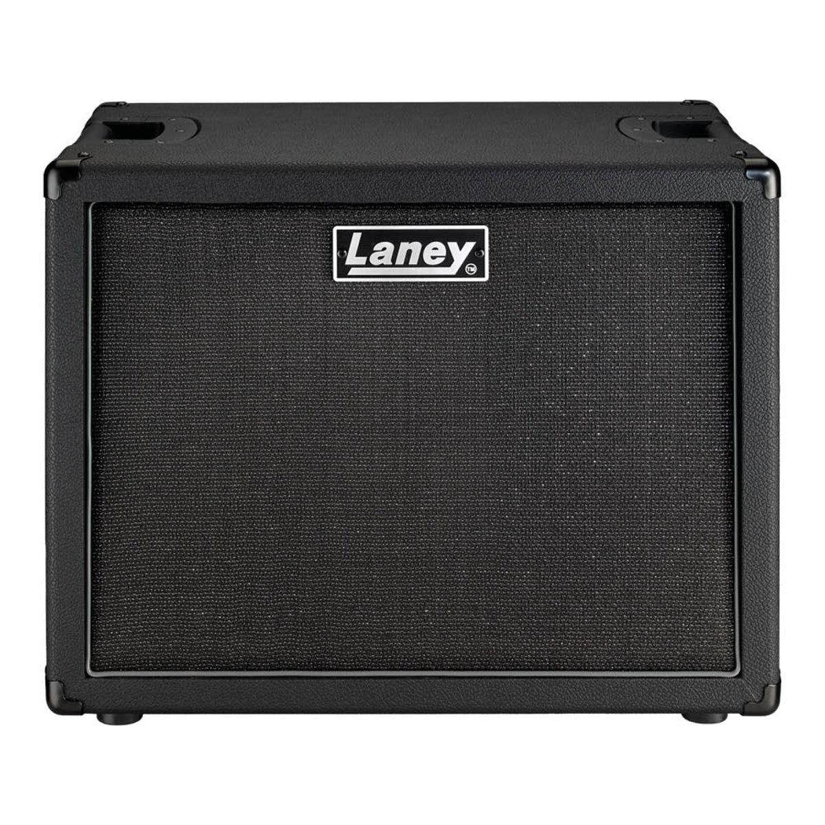 Laney IRF112 1x12 guitar cabinet front view with black grille cloth and Laney logo, landscape orientation