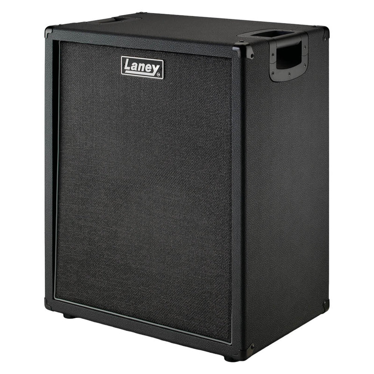 Laney IRF212 2x12 guitar cabinet three-quarter view showing the grille, side handle and metal corners