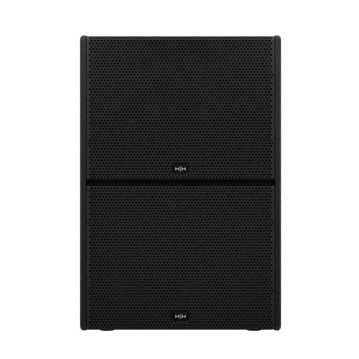 Front of the HH Audio TNA-2120SA-G3 2x12 inch active line array subwoofer with hexagonal grille