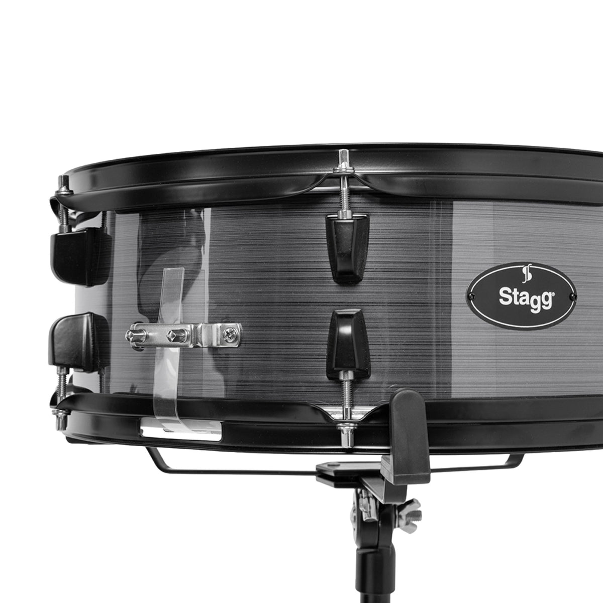 Stagg ATOM-420-SL Slate drum set, 14" x 5.5" wooden snare drum on its stand