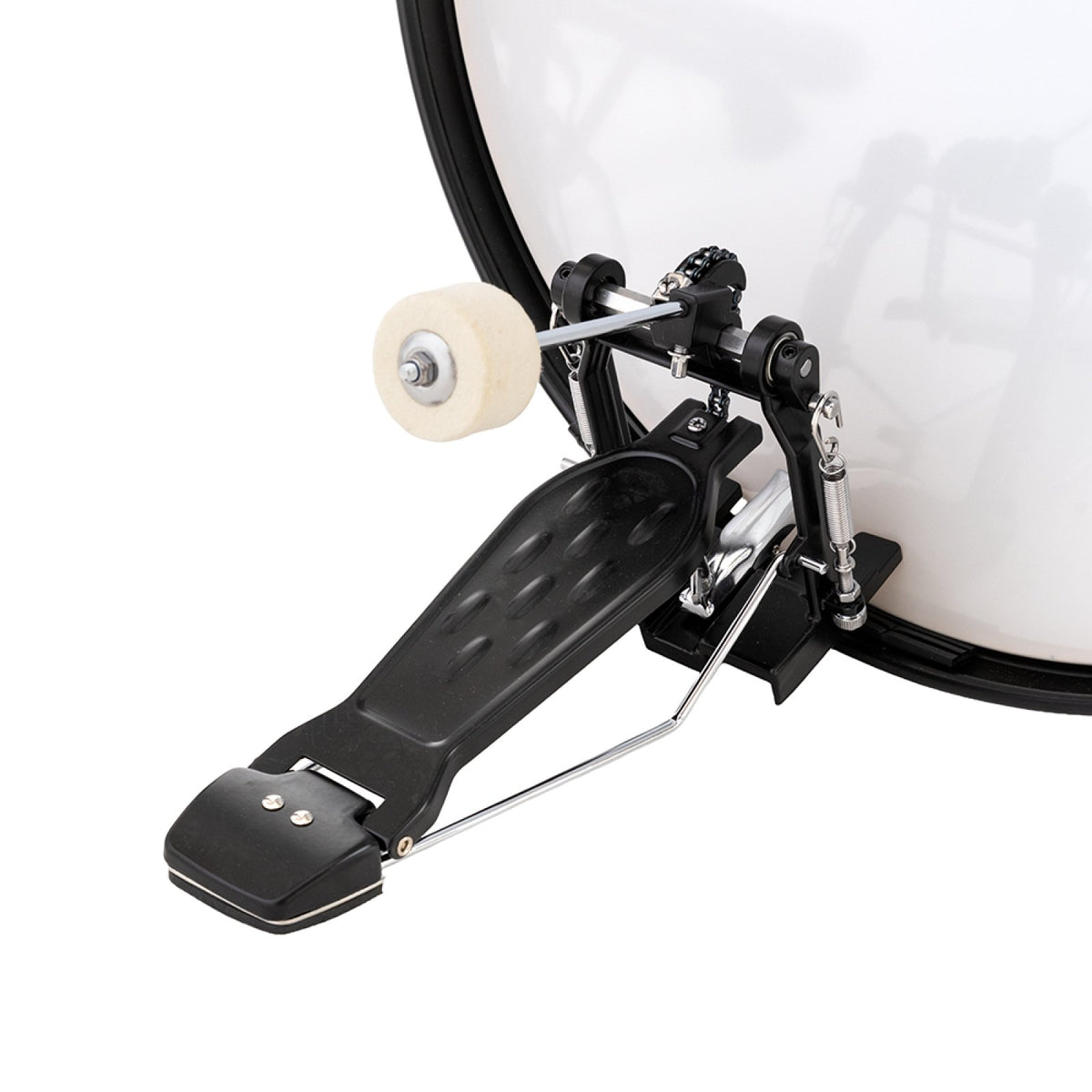 Stagg ATOM-522-CB Cobalt drum set, bass drum pedal attached to the bass drum hoop