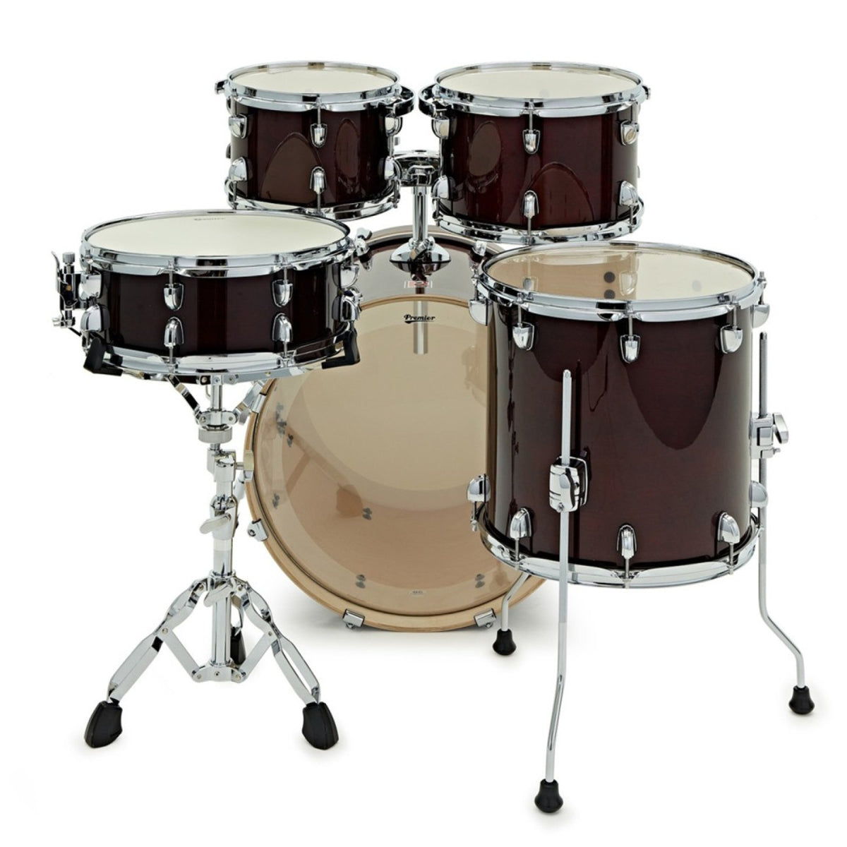 Premier Artist PAB20-5SPCRL 20 inch 5-piece birch shell pack in cherry with bass drum, snare, two rack toms and floor tom