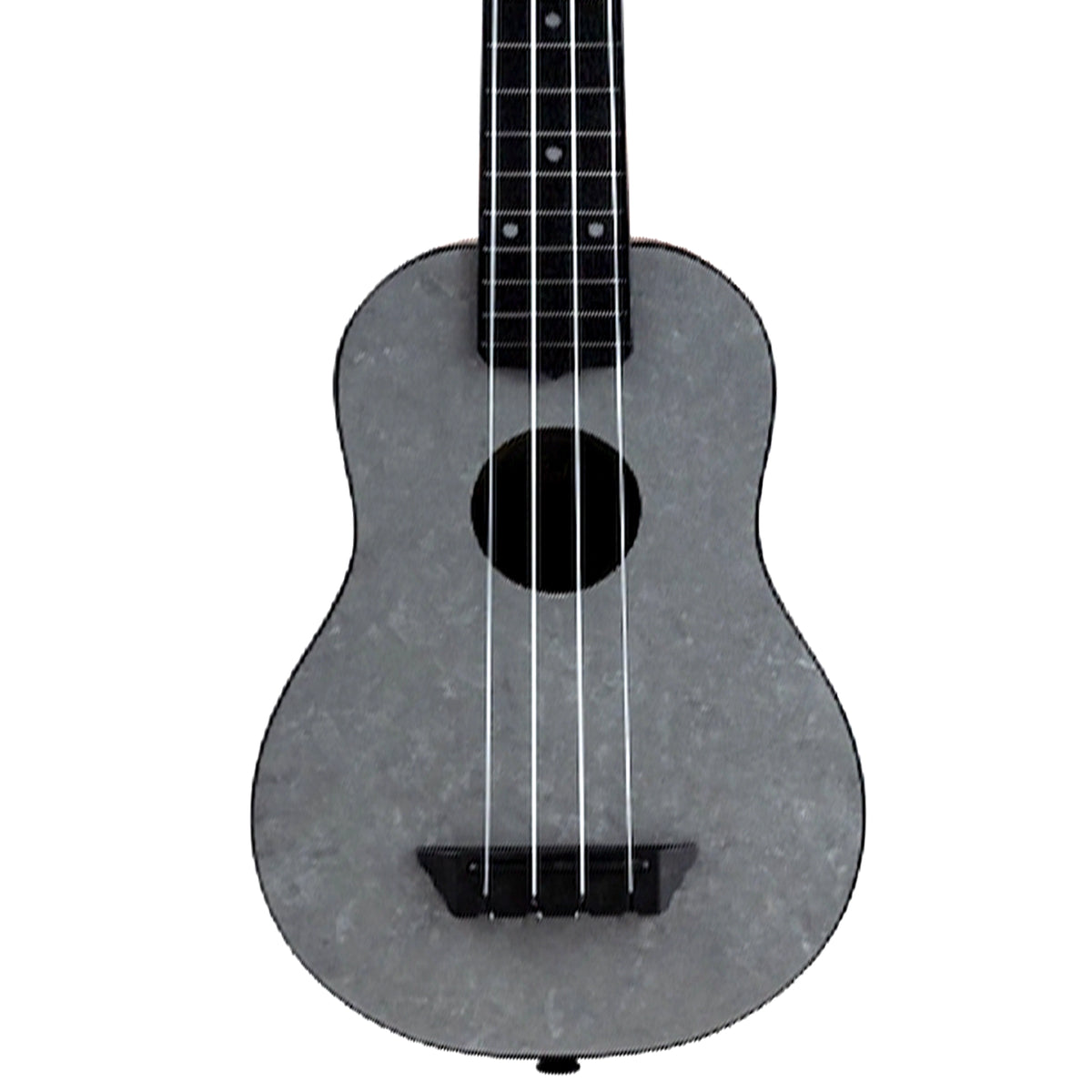 The Flight TUS-65 Silver body close-up highlights the shimmering silver top, ABS bridge, and Aquila Nylgut strings.