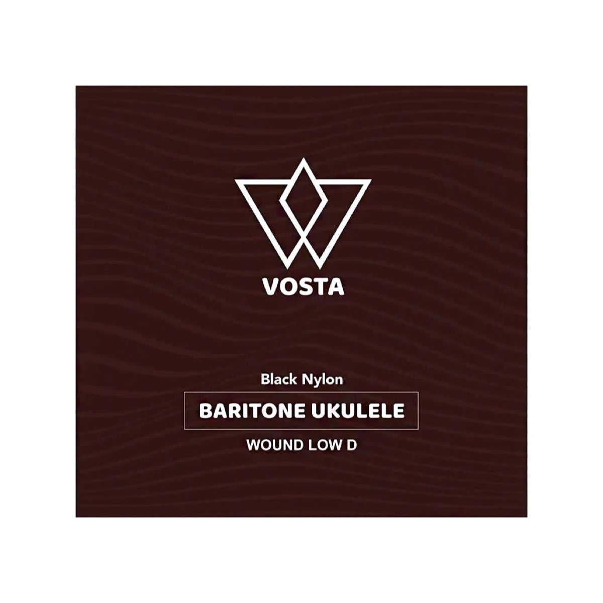 Vosta Black Nylon Baritone Ukulele Strings with wound low D, front of the package