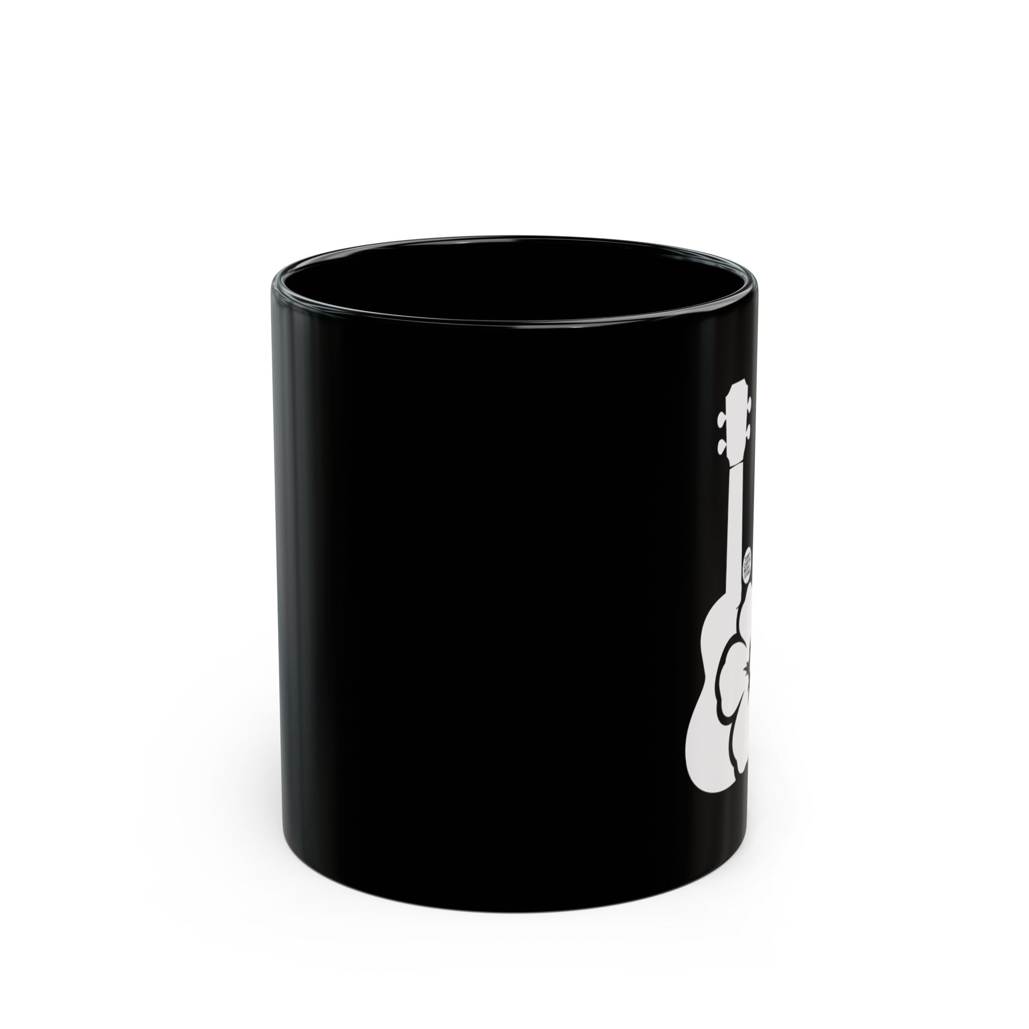 Ukulele Musician Black Ceramic Mug with Hibiscus - 11oz & 15oz